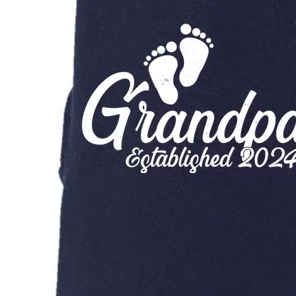 Grandpa Established 2024 Baby Footprints Doggie 3-End Fleece Hoodie