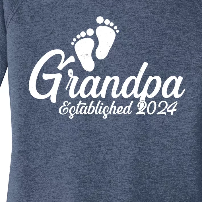 Grandpa Established 2024 Baby Footprints Women's Perfect Tri Tunic Long Sleeve Shirt