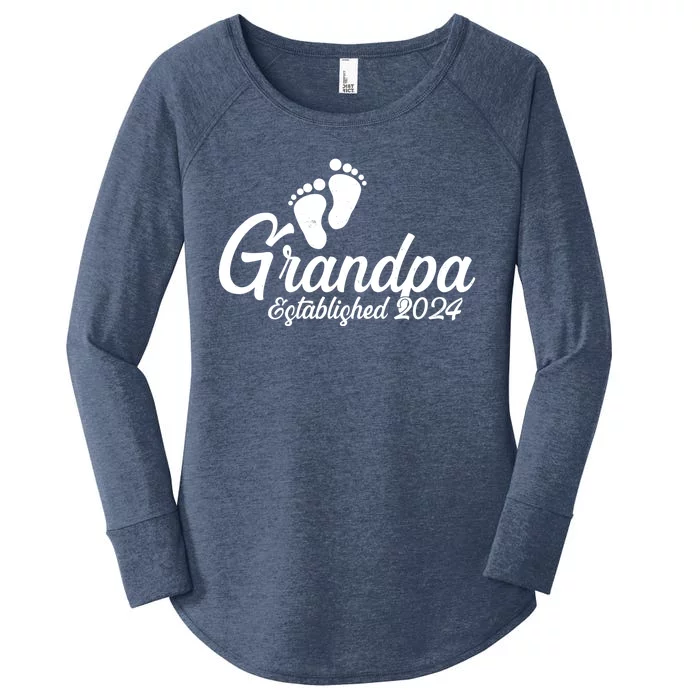 Grandpa Established 2024 Baby Footprints Women's Perfect Tri Tunic Long Sleeve Shirt