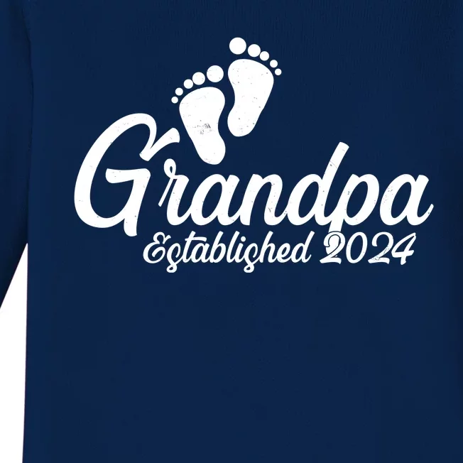 Grandpa Established 2024 Baby Footprints Baby Long Sleeve Bodysuit