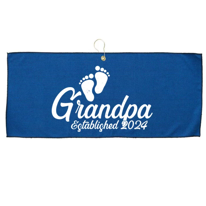 Grandpa Established 2024 Baby Footprints Large Microfiber Waffle Golf Towel