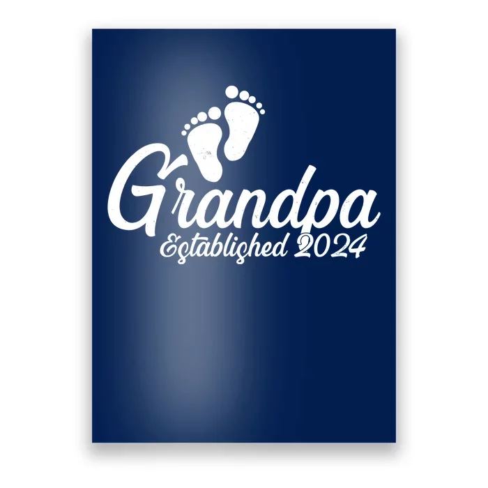 Grandpa Established 2024 Baby Footprints Poster