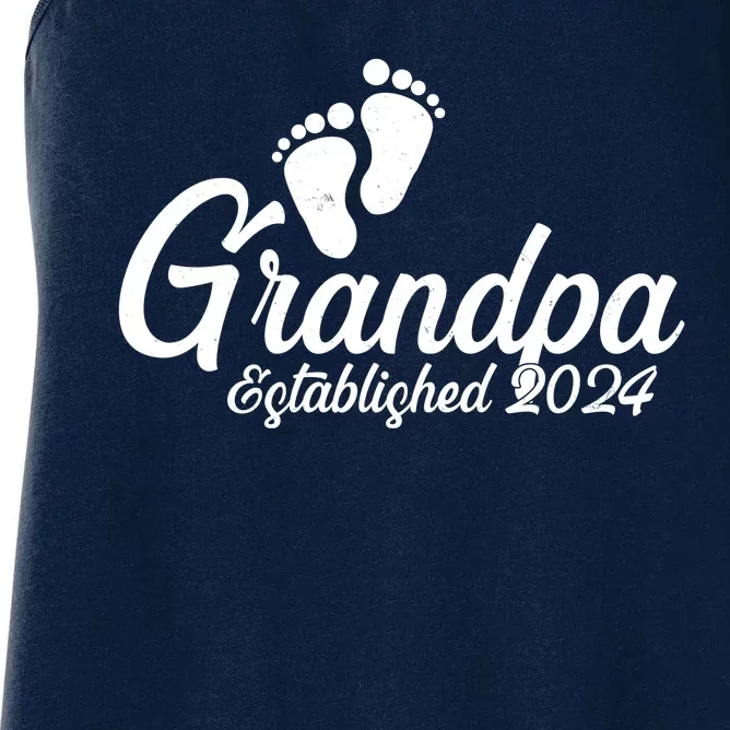 Grandpa Established 2024 Baby Footprints Women's Racerback Tank