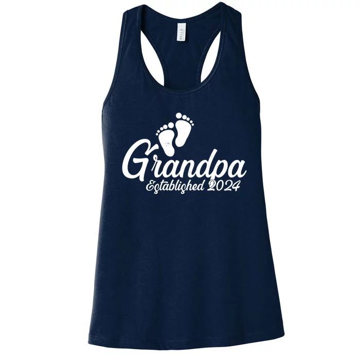 Grandpa Established 2024 Baby Footprints Women's Racerback Tank