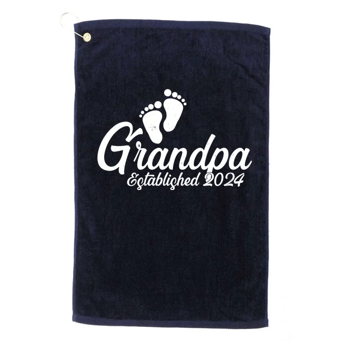 Grandpa Established 2024 Baby Footprints Platinum Collection Golf Towel