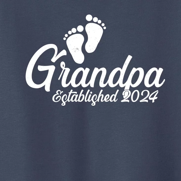 Grandpa Established 2024 Baby Footprints Toddler T-Shirt