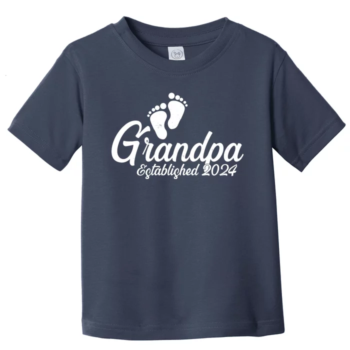 Grandpa Established 2024 Baby Footprints Toddler T-Shirt