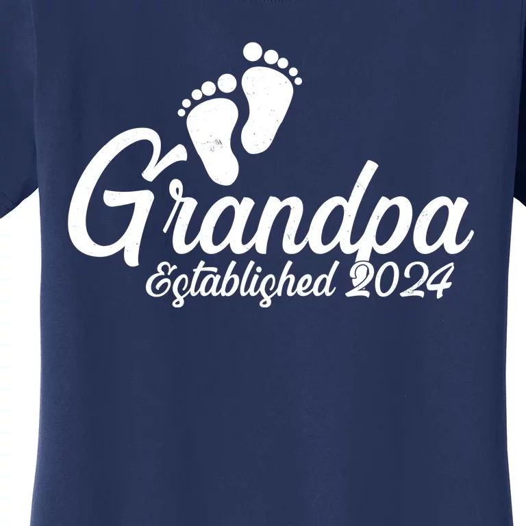 Grandpa Established 2024 Baby Footprints Women's T-Shirt