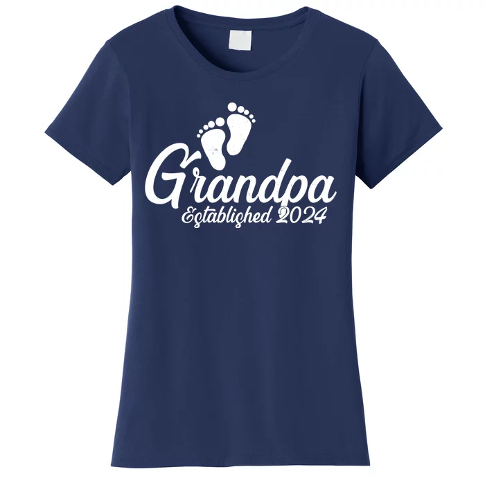 Grandpa Established 2024 Baby Footprints Women's T-Shirt