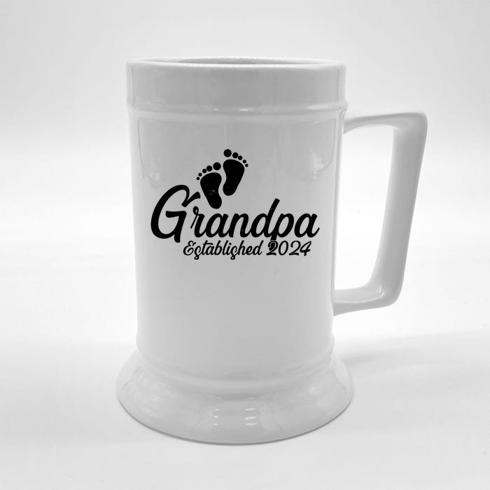 Grandpa Established 2024 Baby Footprints Front & Back Beer Stein