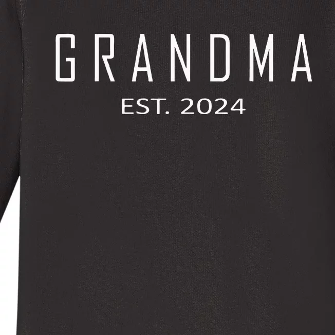 Grandma Est 2024 Funny First Time Grandmother Promoted Baby Long Sleeve Bodysuit