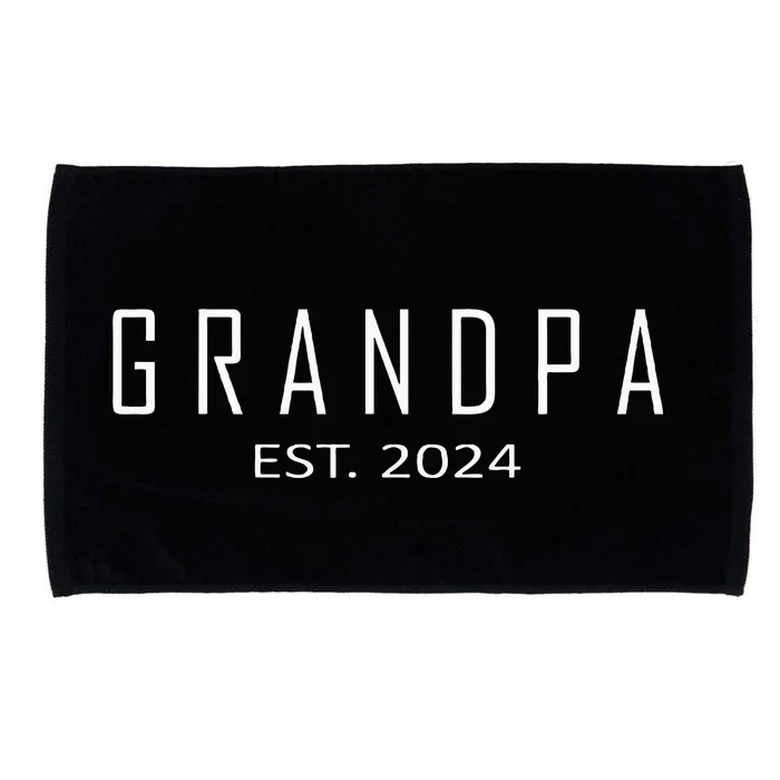 Grandpa Est 2024 Funny First Time Grandfather Promoted Microfiber Hand Towel