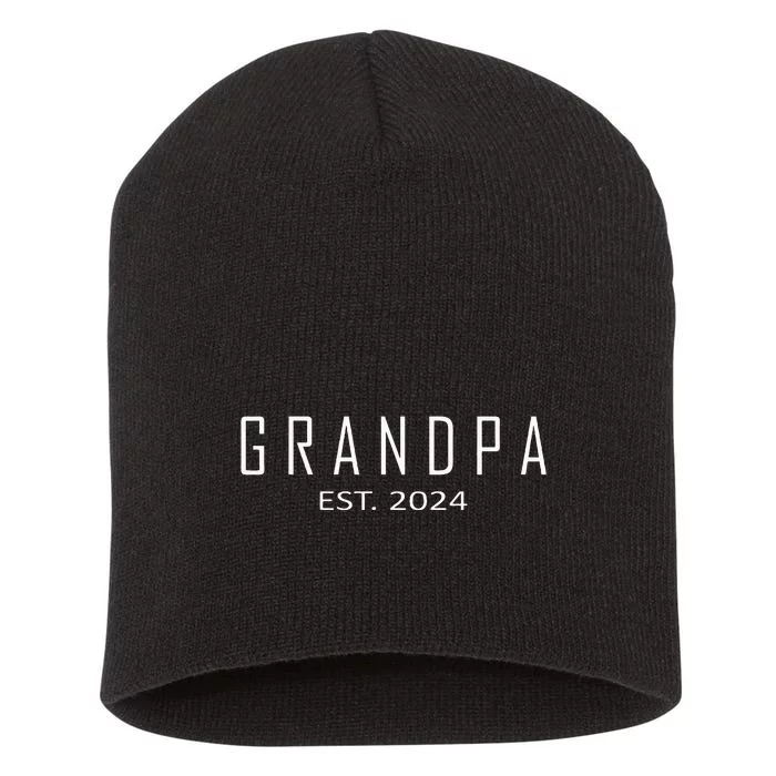 Grandpa Est 2024 Funny First Time Grandfather Promoted Short Acrylic Beanie