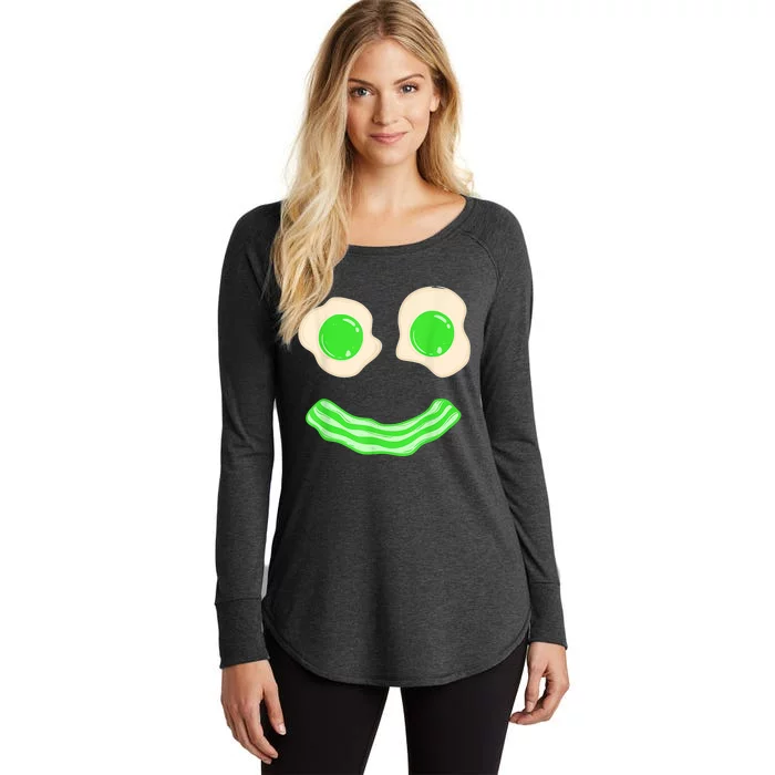 Green Eggs and Bacon Ham Smile Face Brunch Breakfast Costume Women's Perfect Tri Tunic Long Sleeve Shirt