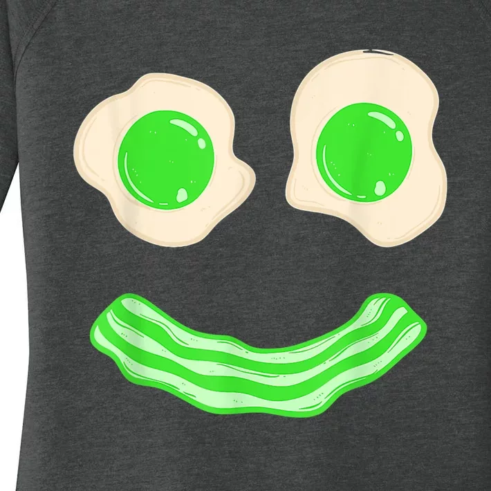 Green Eggs and Bacon Ham Smile Face Brunch Breakfast Costume Women's Perfect Tri Tunic Long Sleeve Shirt