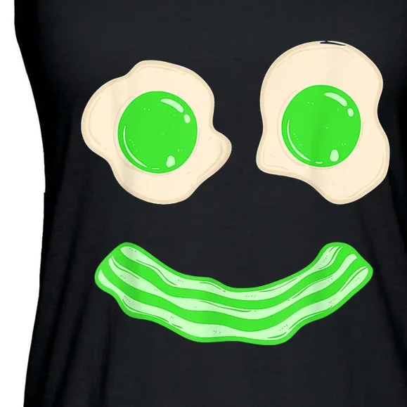 Green Eggs and Bacon Ham Smile Face Brunch Breakfast Costume Ladies Essential Flowy Tank