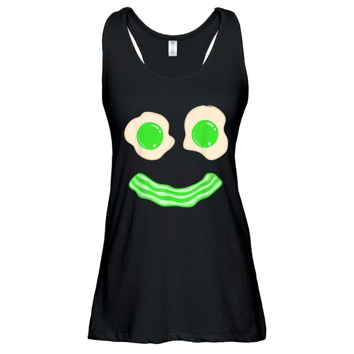 Green Eggs and Bacon Ham Smile Face Brunch Breakfast Costume Ladies Essential Flowy Tank