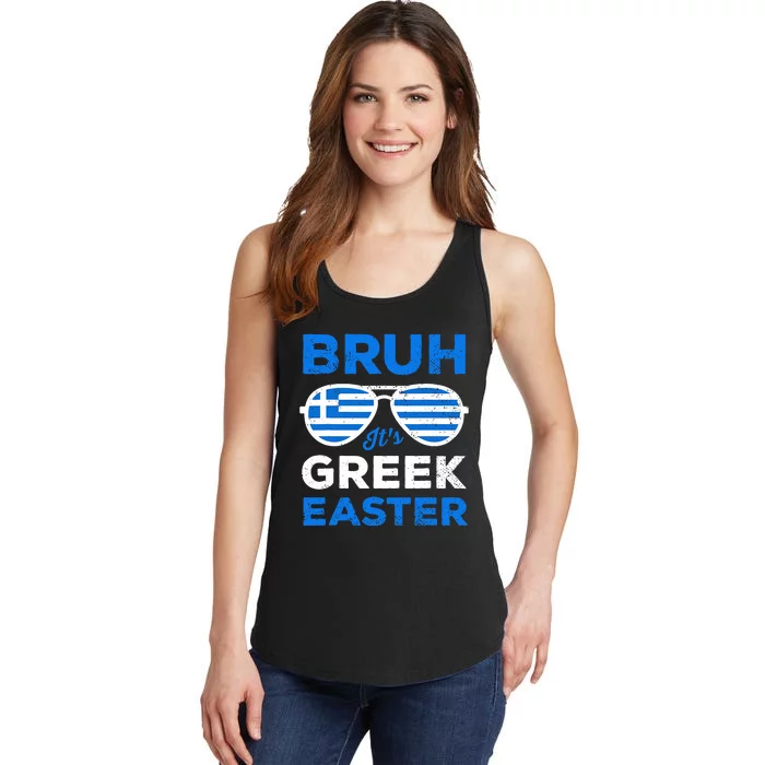 Greek Easter Bruh Funny Retro Sunglasses Greek Easter Ladies Essential Tank