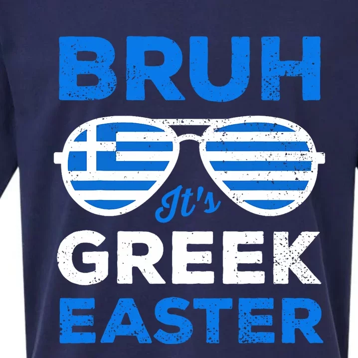 Greek Easter Bruh Funny Retro Sunglasses Greek Easter Sueded Cloud Jersey T-Shirt