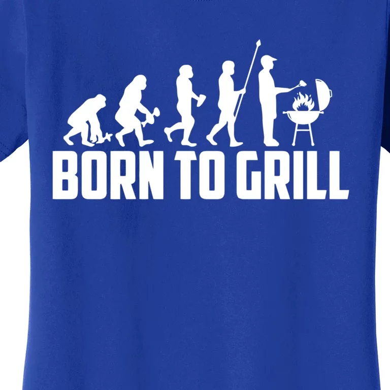 Grilling Evolution Born To Grill Funny Grillfather Bbq Gift Women's T-Shirt