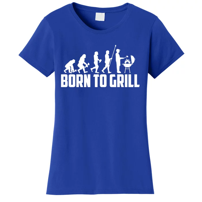 Grilling Evolution Born To Grill Funny Grillfather Bbq Gift Women's T-Shirt