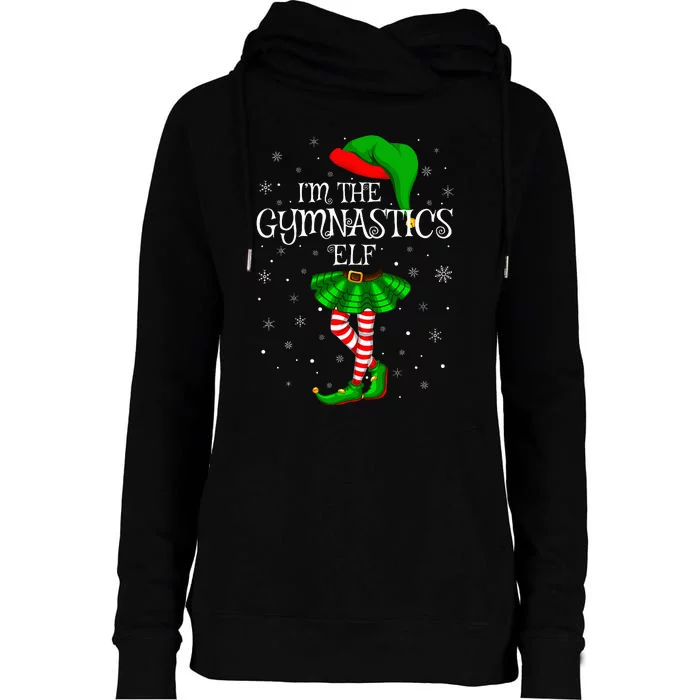 Gymnastics Elf Christmas Matching Family Elf Womens Funnel Neck Pullover Hood