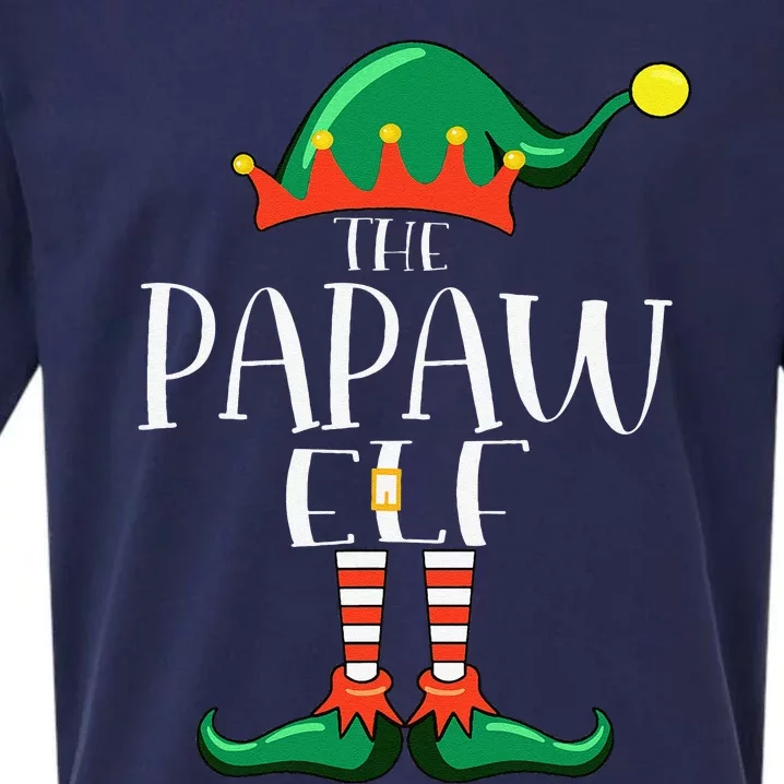 Grandpa Elf Christmas Pajamas Family The PAPAW Elf Sueded Cloud Jersey T-Shirt