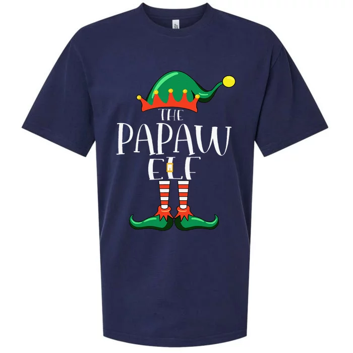 Grandpa Elf Christmas Pajamas Family The PAPAW Elf Sueded Cloud Jersey T-Shirt