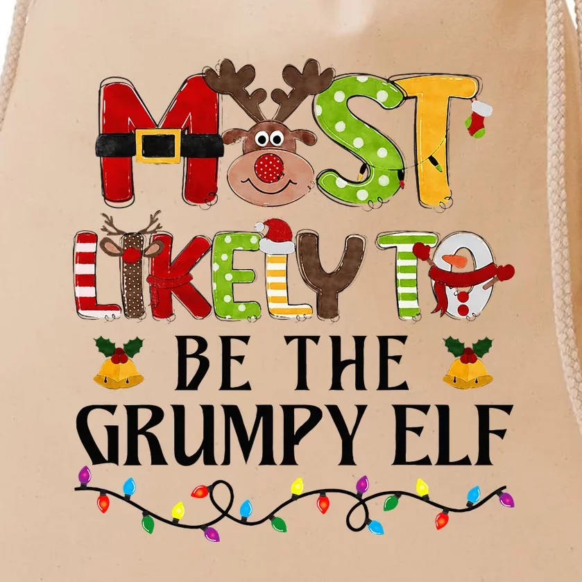 Grumpy Elf Christmas Family Matching Set Drawstring Bag