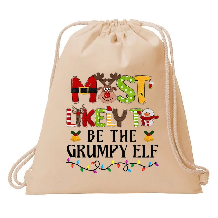 Grumpy Elf Christmas Family Matching Set Drawstring Bag