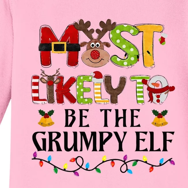 Grumpy Elf Christmas Family Matching Set Baby Long Sleeve Bodysuit