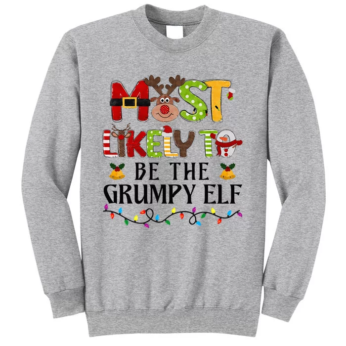 Grumpy Elf Christmas Family Matching Set Tall Sweatshirt