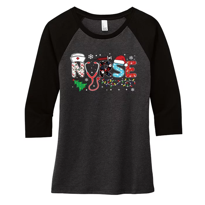 Groovy Er Cna Nurse Winter For Funny Women Christmas Nurse Women's Tri-Blend 3/4-Sleeve Raglan Shirt