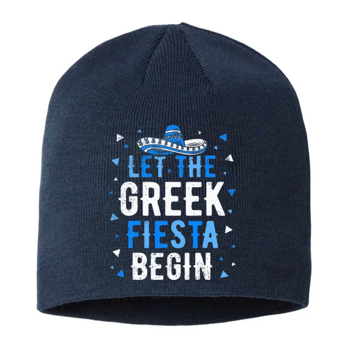 Greek Easter Cinco De Mayo Funny Let The Greek Fiesta Begin 8 1/2in Sustainable Knit Beanie