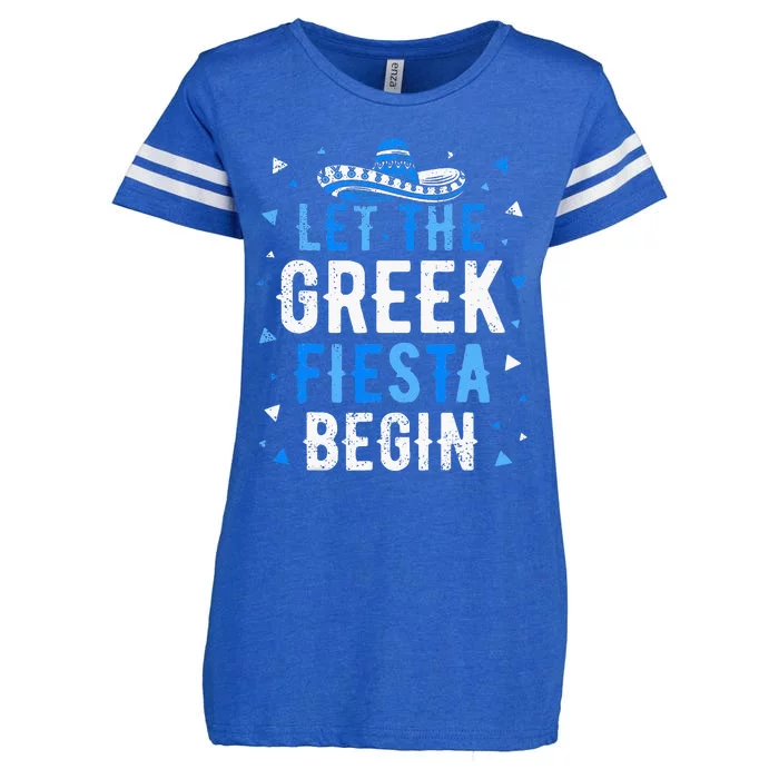 Greek Easter Cinco De Mayo Funny Let The Greek Fiesta Begin Enza Ladies Jersey Football T-Shirt