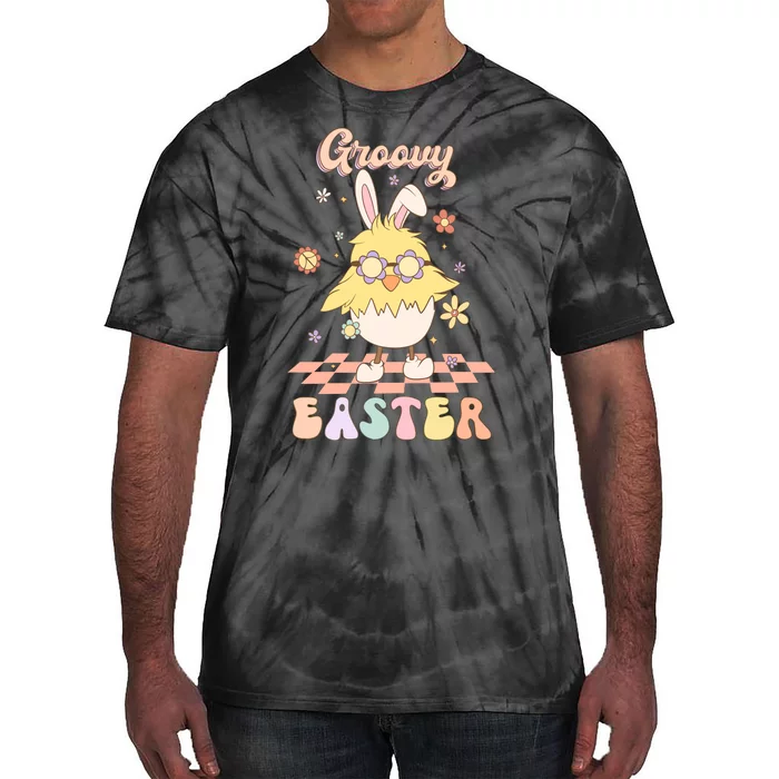 Groovy Easter Chicken Easter Cute Tie-Dye T-Shirt