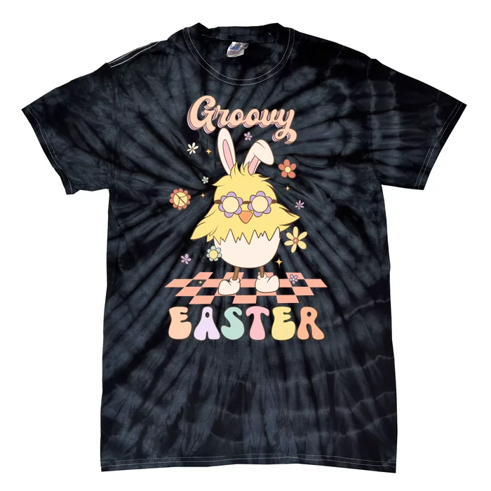 Groovy Easter Chicken Easter Cute Tie-Dye T-Shirt