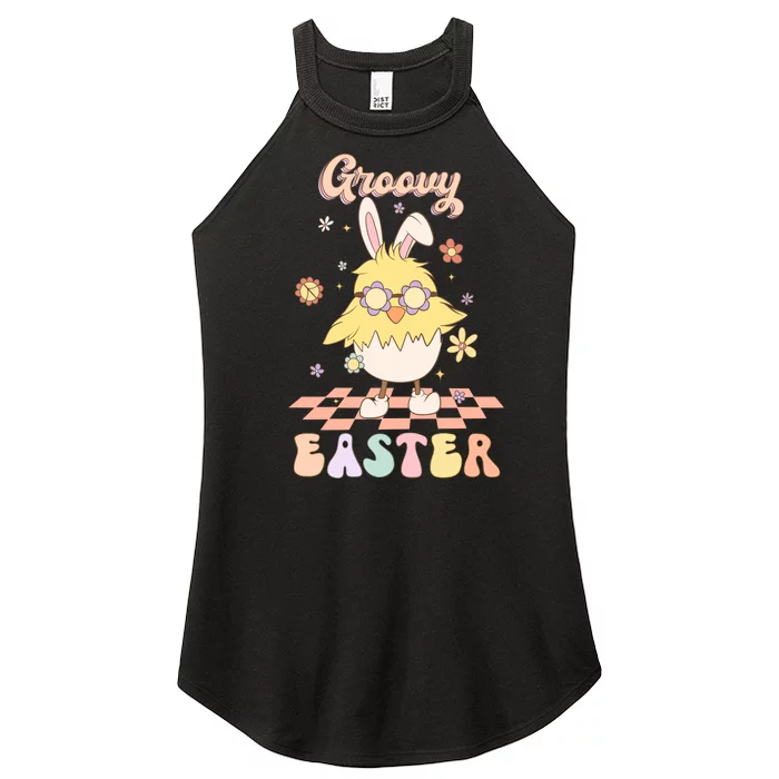 Groovy Easter Chicken Easter Cute Women’s Perfect Tri Rocker Tank