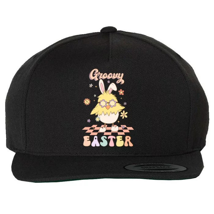 Groovy Easter Chicken Easter Cute Wool Snapback Cap