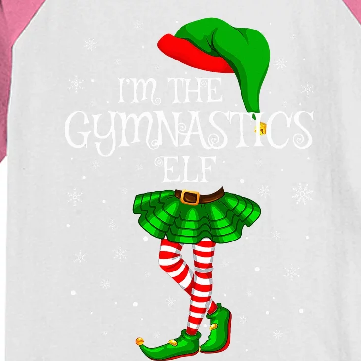 Gymnastics Elf Christmas Matching Family Elf Kids Colorblock Raglan Jersey