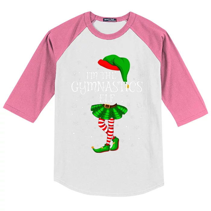 Gymnastics Elf Christmas Matching Family Elf Kids Colorblock Raglan Jersey