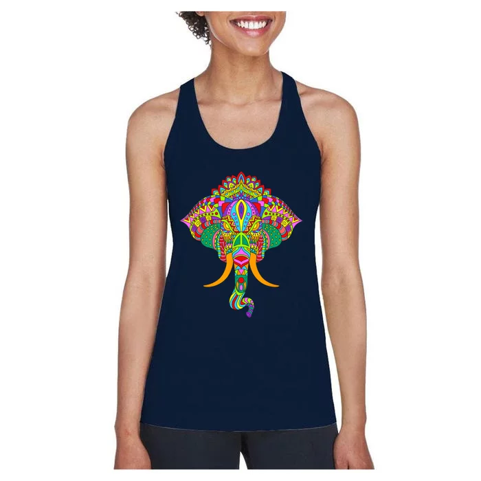 Ganesh Elephant Colorful Ganesha God Face Hindu Art Women's Racerback Tank