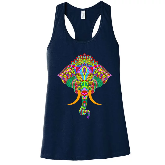 Ganesh Elephant Colorful Ganesha God Face Hindu Art Women's Racerback Tank