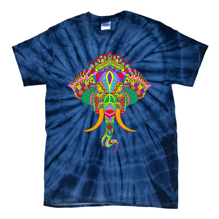 Ganesh Elephant Colorful Ganesha God Face Hindu Art Tie-Dye T-Shirt