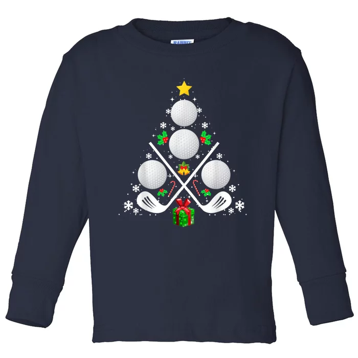 Golf Equipment Christmas Tree Christmas Golf Toddler Long Sleeve Shirt