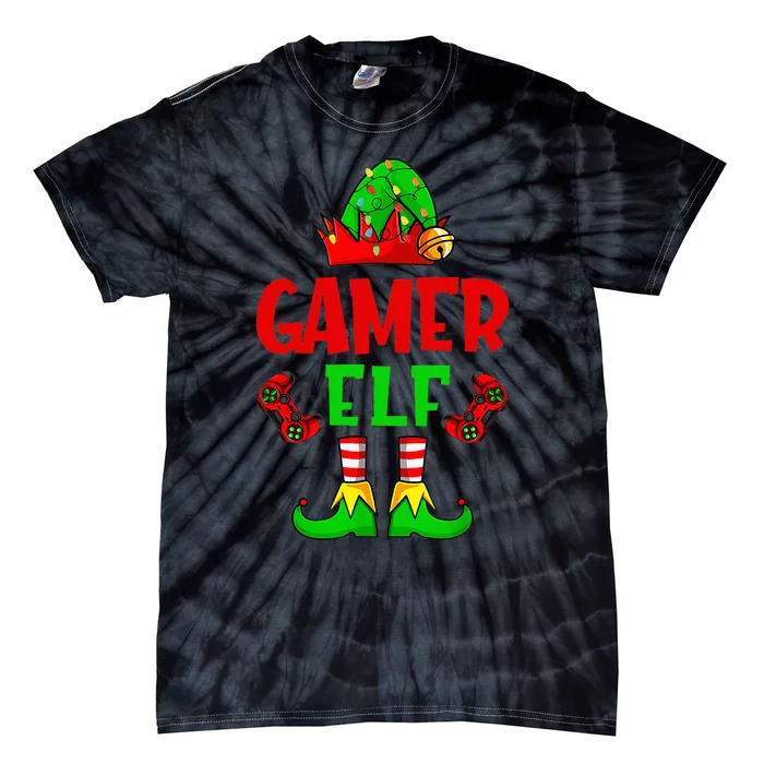 Gamer Elf Christmas Matching Family Group Video Games Xmas Tie-Dye T-Shirt