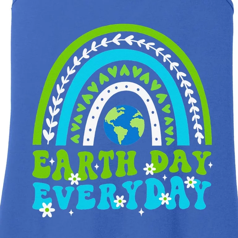 Groovy Earth Day Save Our Home Go Planet Rainbow Ladies Essential Tank