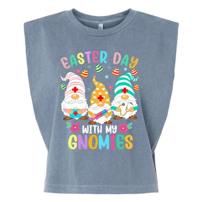 Gnomes Easter Day With My Gnomies Nurse Life Stethoscope Gift Garment-Dyed Women's Muscle Tee