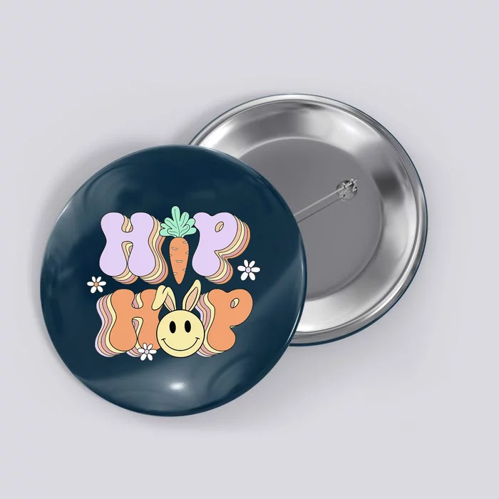 Groovy Easter Day Hip Hop Cute Rabbit Bunny Carrot Button