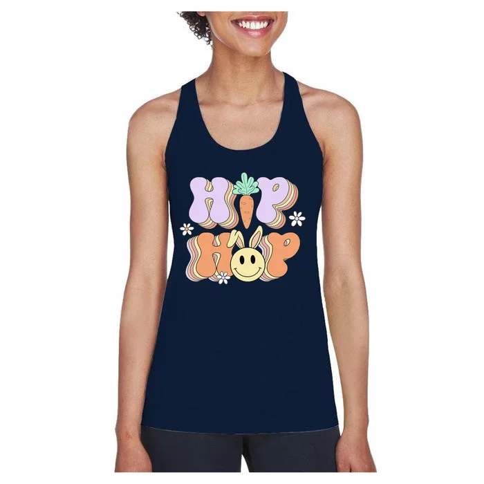 Groovy Easter Day Hip Hop Cute Rabbit Bunny Carrot Women's Racerback Tank